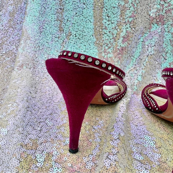 VTG Magenta Rhinestone Decorated Slingback Heels - Picture 10 of 11